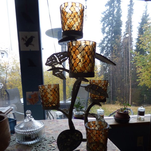 GOTH VICTORIAN WEDDING TEALIGHT OR VOTIVE TALL CANDLEHOLDER FALL WINTER HOLIDAY